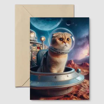 Scottish Fold Cat Astronaut Space Planet