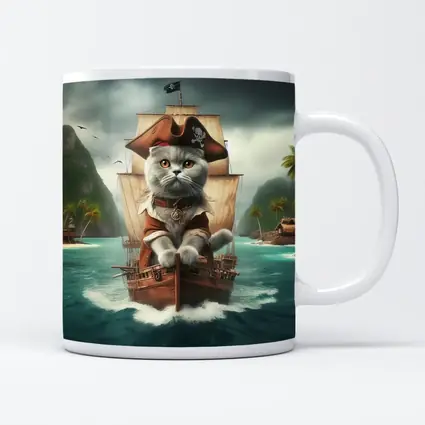 Scottish Fold Pirate Cat on Ship