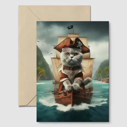 Scottish Fold Pirate Cat on Ship
