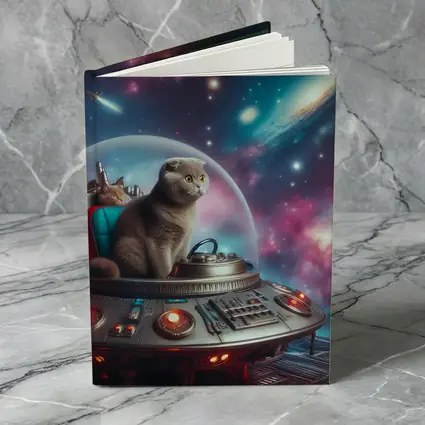 Scottish Fold Cat Piloting Space UFO