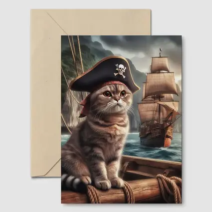 Scottish Fold Pirate Cat Ship Ocean