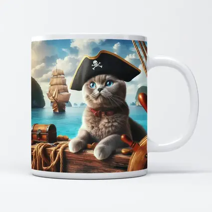 Scottish Fold Pirate Cat On Ship
