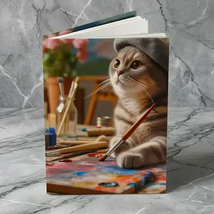 Scottish Fold Cat Artist Painting Studio