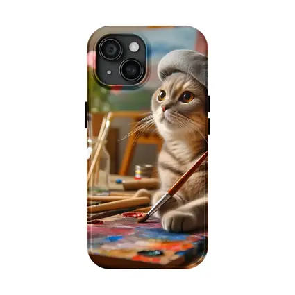 Scottish Fold Cat Artist Painting Studio