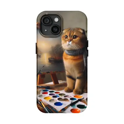 Scottish Fold Cat Artist Studio Painting