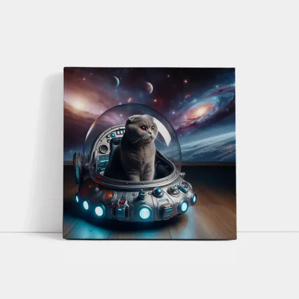 Scottish Fold Cat Space UFO Galaxy