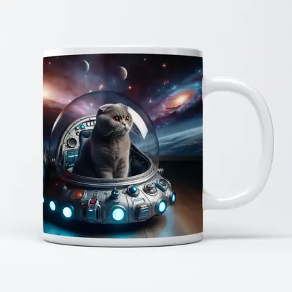 Scottish Fold Cat Space UFO Galaxy