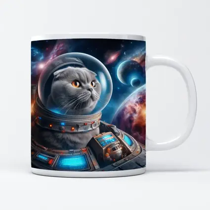 Scottish Fold Cat Astronaut Deep Space