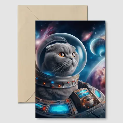 Scottish Fold Cat Astronaut Deep Space