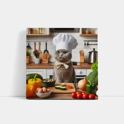 Scottish Fold Chef Cat Kitchen Cooking Scene