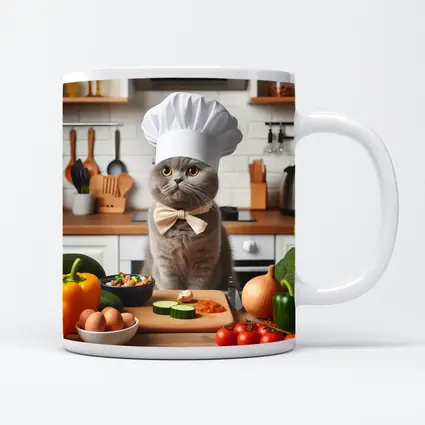 Scottish Fold Chef Cat Kitchen Cooking Scene