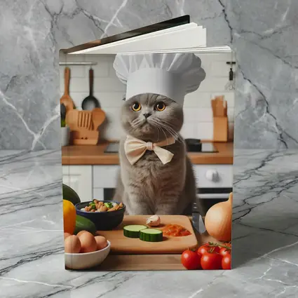 Scottish Fold Chef Cat Kitchen Cooking Scene