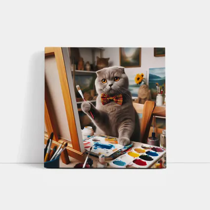 Scottish Fold Cat Painting Artist Studio