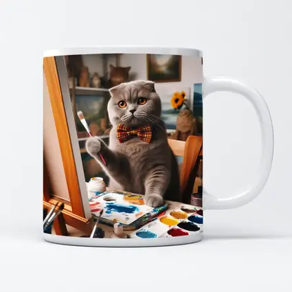 Scottish Fold Cat Painting Artist Studio