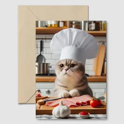 Scottish Fold Cat Chef Hat Kitchen