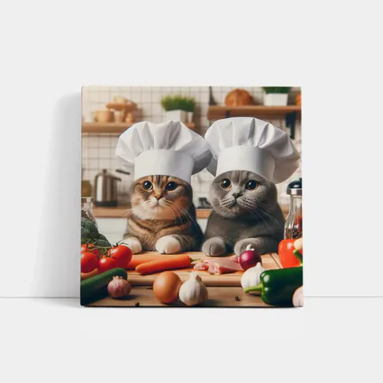 Two Chef Cats Cooking In Kitchen