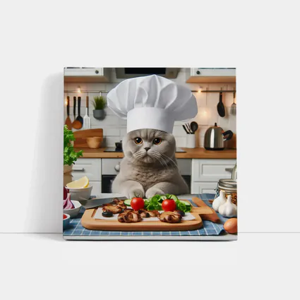 Scottish Fold Cat Chef Cooking Kitchen