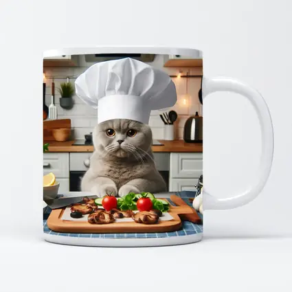 Scottish Fold Cat Chef Cooking Kitchen