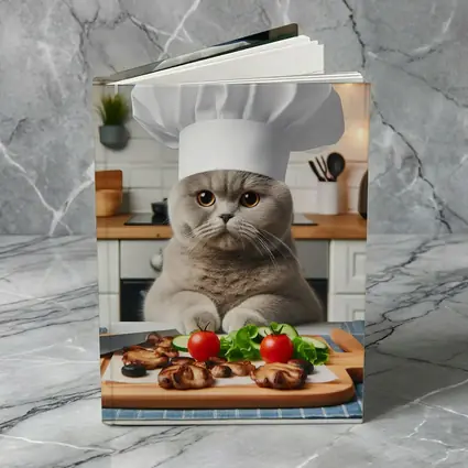 Scottish Fold Cat Chef Cooking Kitchen