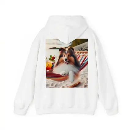Shetland Sheepdog Relaxing on Beach Hammock