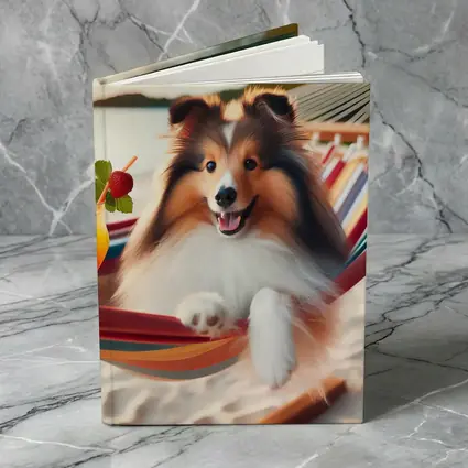 Shetland Sheepdog Relaxing on Beach Hammock