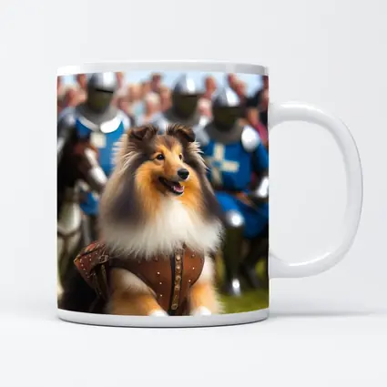 Collie Dog Knight Armor Medieval Battle Scene