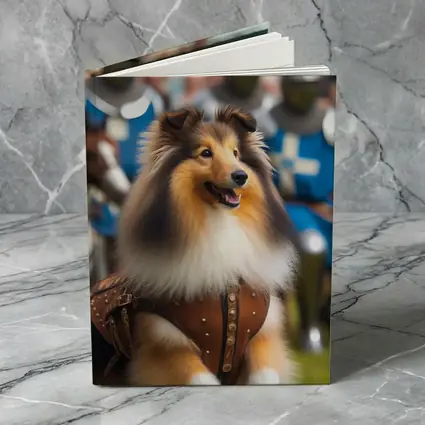 Collie Dog Knight Armor Medieval Battle Scene