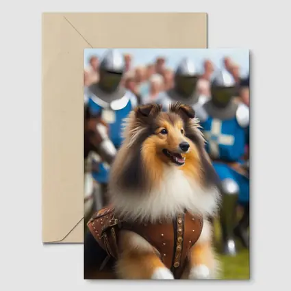 Collie Dog Knight Armor Medieval Battle Scene