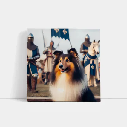 Shetland Sheepdog Medieval Knights Fantasy Scene