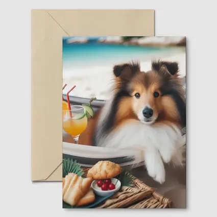 Shetland Sheepdog Relaxing on Beach Hammock