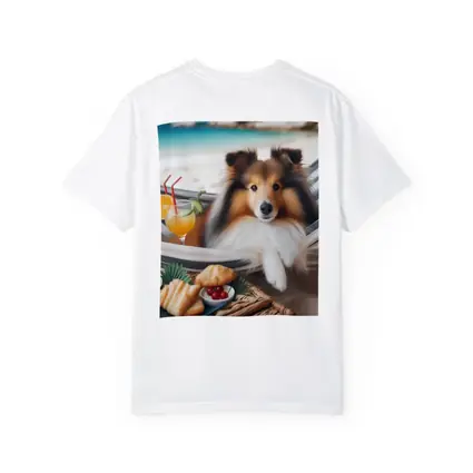 Shetland Sheepdog Relaxing on Beach Hammock