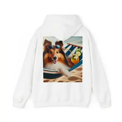 Shetland Sheepdog Relaxing on Beach Hammock