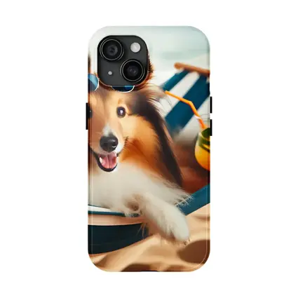 Shetland Sheepdog Relaxing on Beach Hammock
