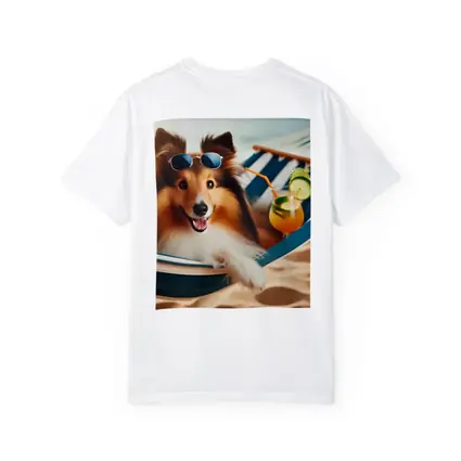 Shetland Sheepdog Relaxing on Beach Hammock