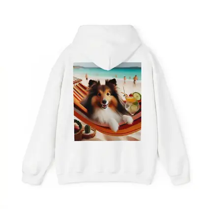 Shetland Sheepdog Relaxing on Beach Hammock