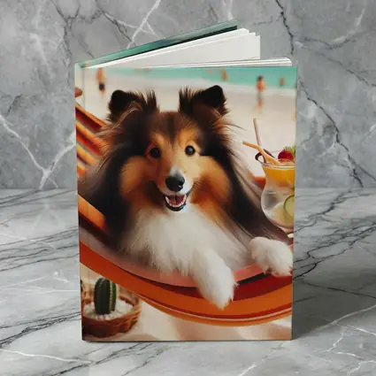 Shetland Sheepdog Relaxing on Beach Hammock