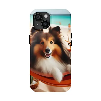 Shetland Sheepdog Relaxing on Beach Hammock