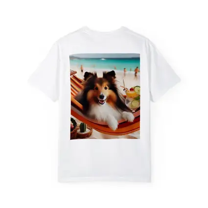 Shetland Sheepdog Relaxing on Beach Hammock