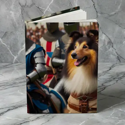 Rough Collie Dog Among Medieval Knights