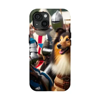 Rough Collie Dog Among Medieval Knights