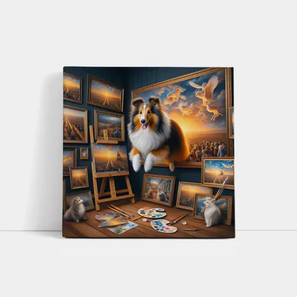 Shetland Sheepdog Artist Studio Surreal Painting