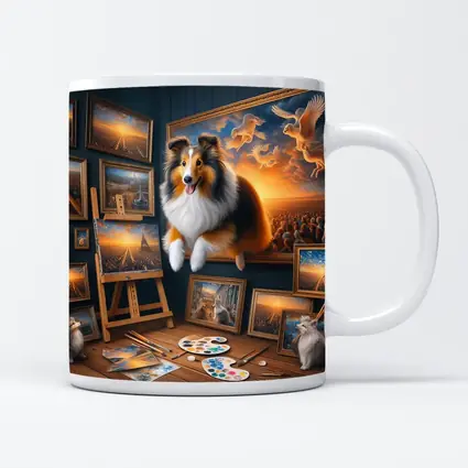 Shetland Sheepdog Artist Studio Surreal Painting