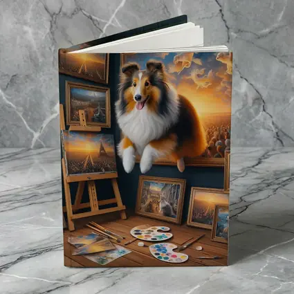 Shetland Sheepdog Artist Studio Surreal Painting