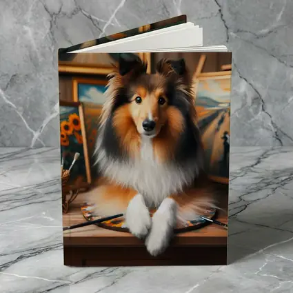 Shetland Sheepdog Artist Studio Painting Scene