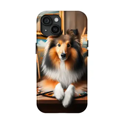 Shetland Sheepdog Artist Studio Painting Scene