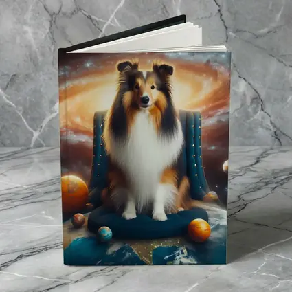 Collie Dog Sitting in Space Galaxy