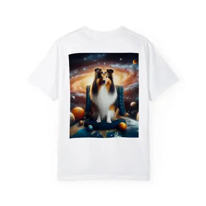 Collie Dog Sitting in Space Galaxy
