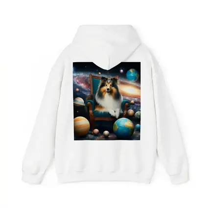 Shetland Sheepdog Sitting Space Galaxy Planets
