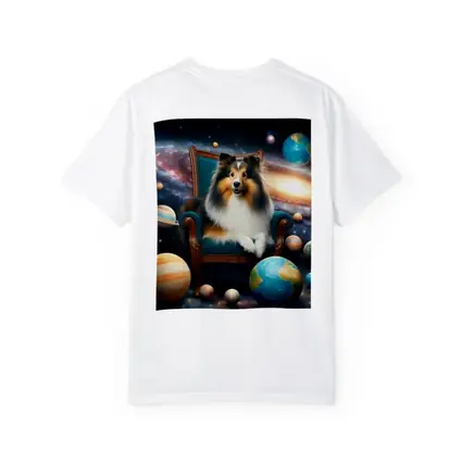Shetland Sheepdog Sitting Space Galaxy Planets