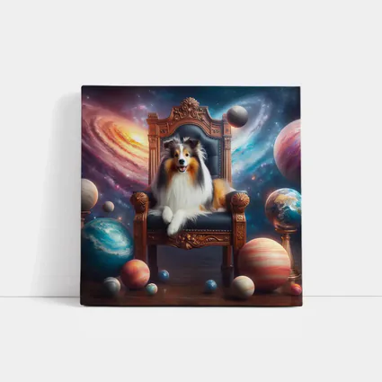 Shetland Sheepdog Sitting on Throne Space